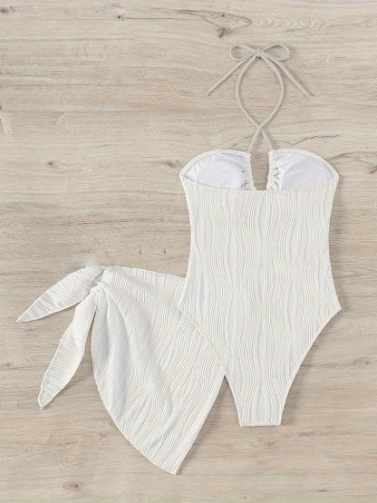 Vibecurve® Women's Solid Color Ribbed One-piece SwimsuitElegant Fashion Casual Swimwear 