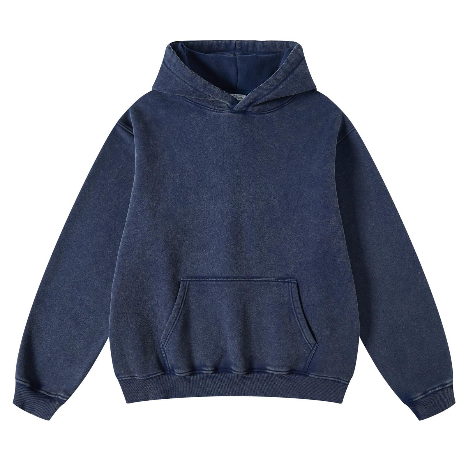Vibecurve® Casual Oversized Acid Wash Tops Hoodie Pullover