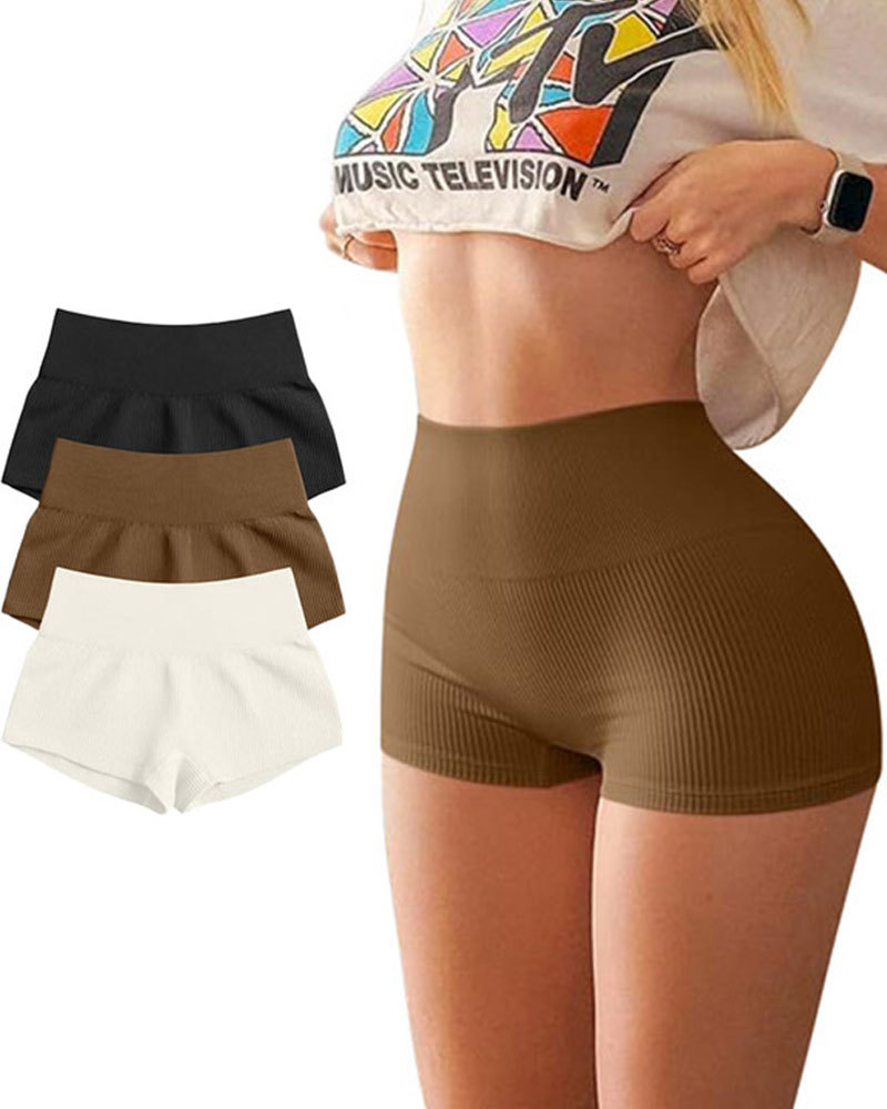 Women 3 Piece Yoga Shorts Sexy High Waist Booty Stretch Workout Exercise Hot Shorts
