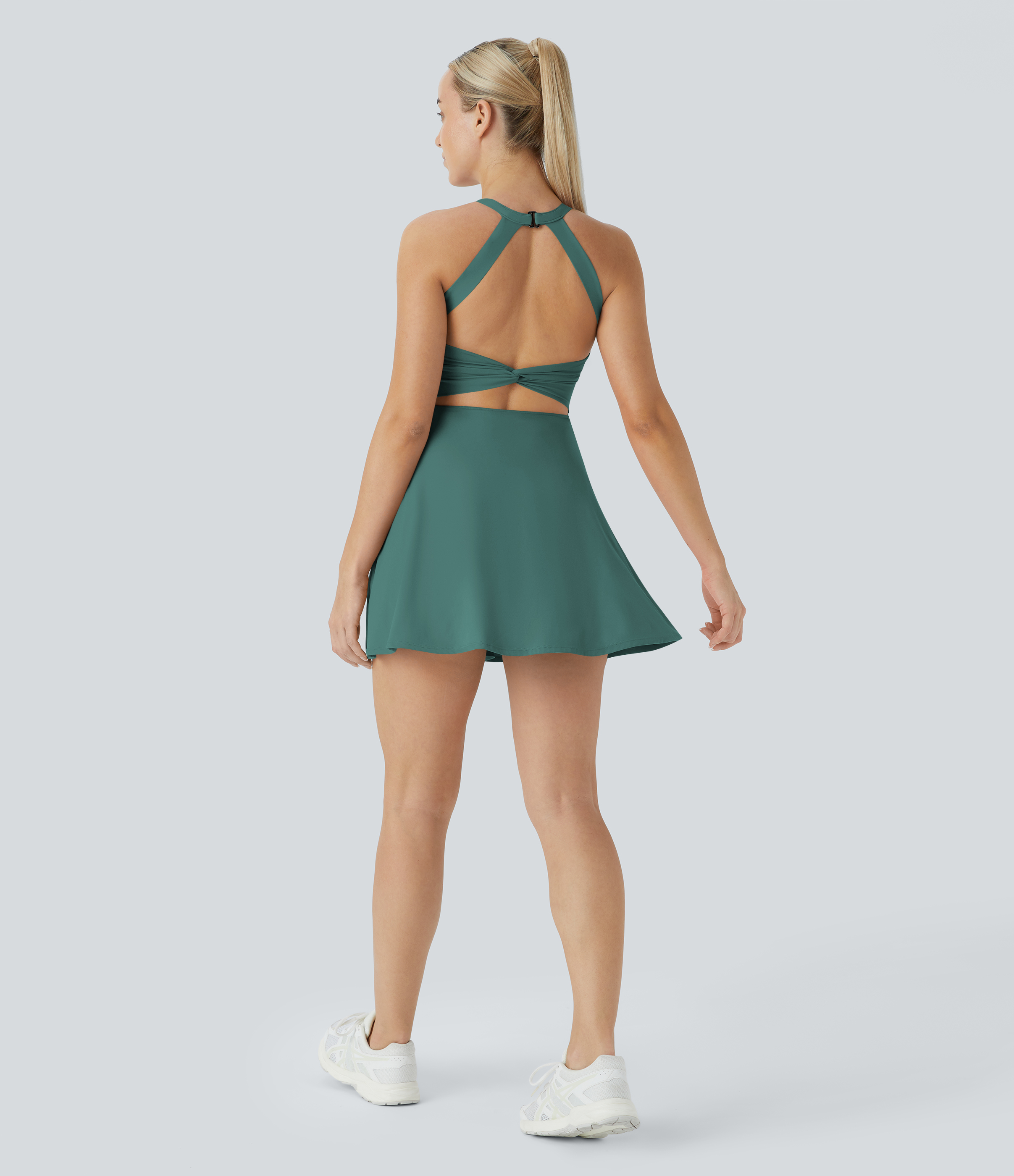 Vibecurve® Backless Twisted Flare Dance Active Dress