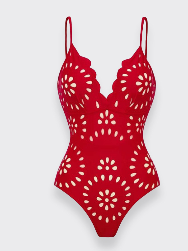 Vibecurve® Flower Hollow One Piece Swimsuit and Skirt