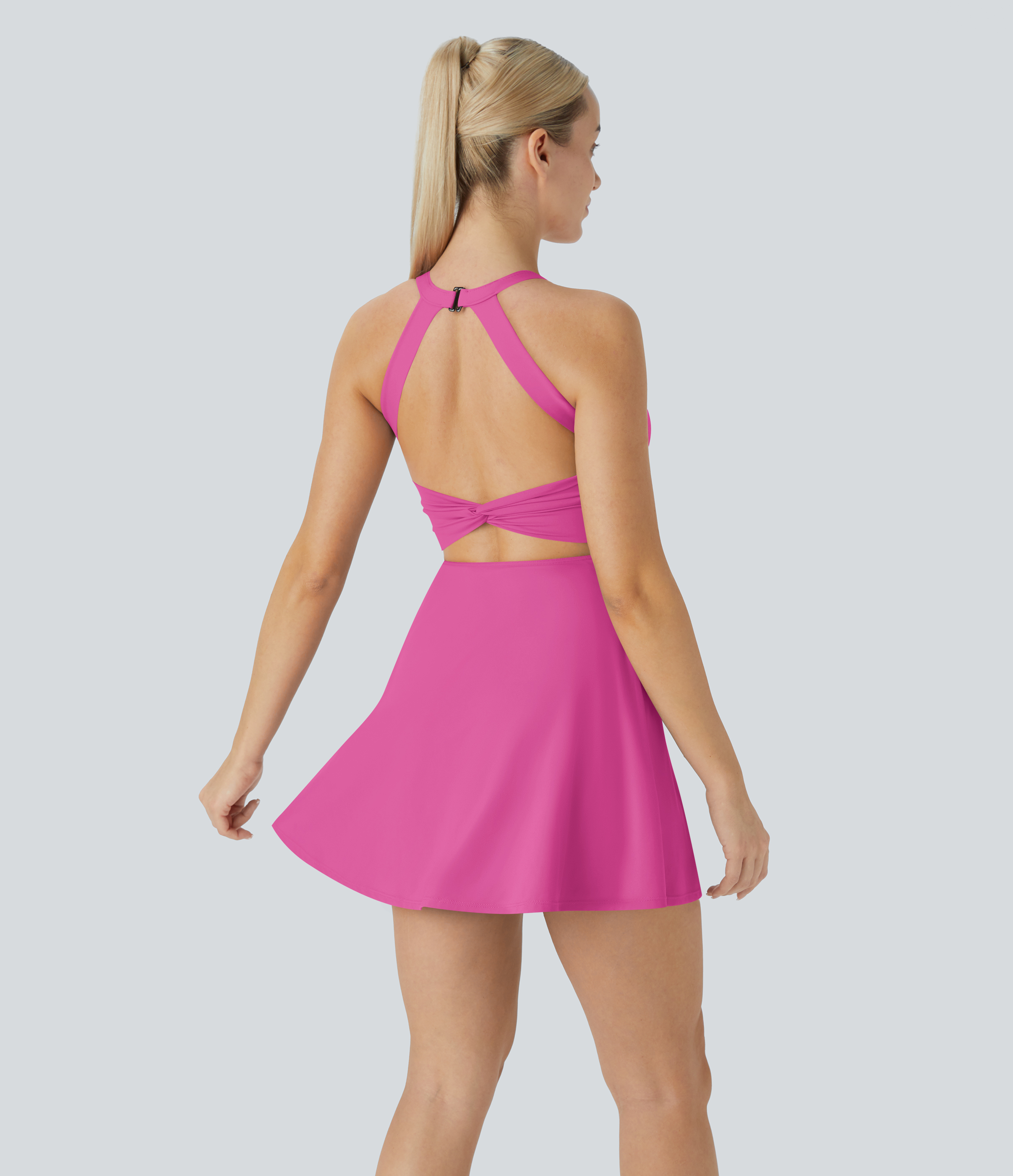 Vibecurve® Backless Twisted Flare Dance Active Dress