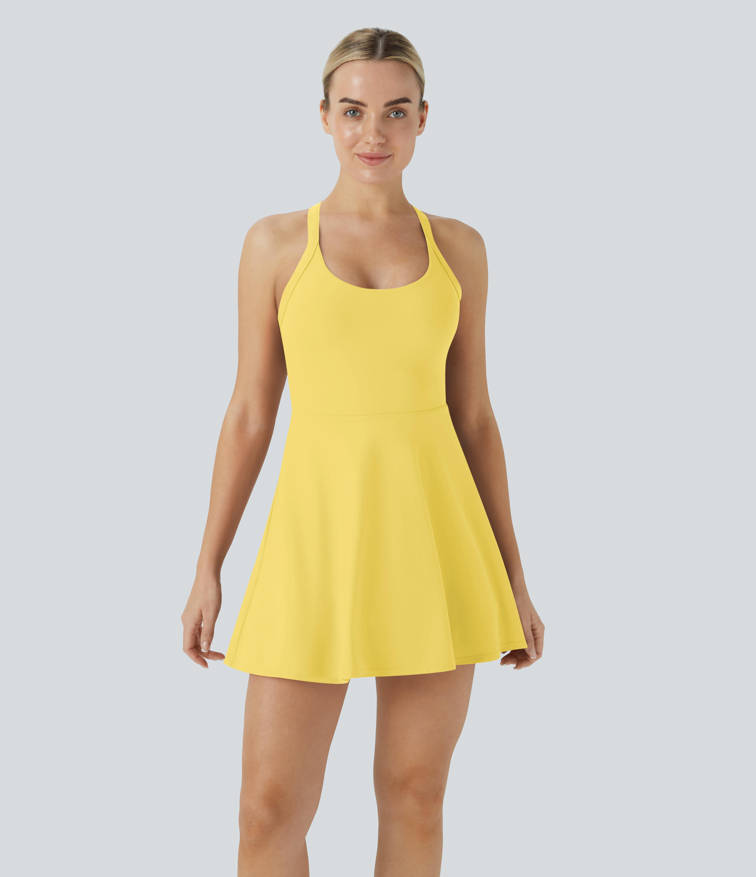Vibecurve® Backless Twisted Flare Dance Active Dress