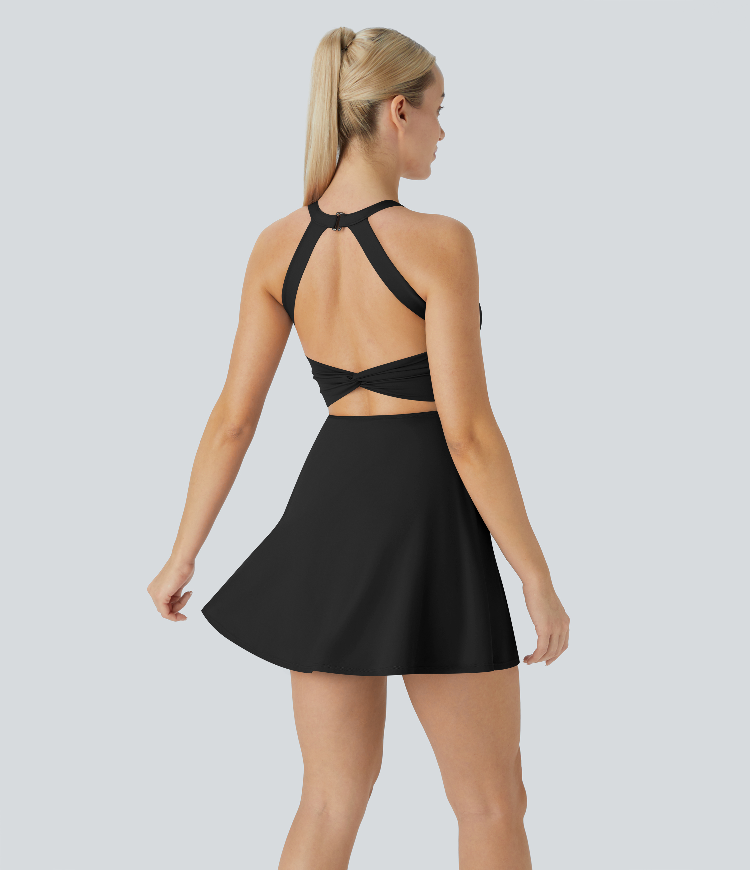 Vibecurve® Backless Twisted Flare Dance Active Dress