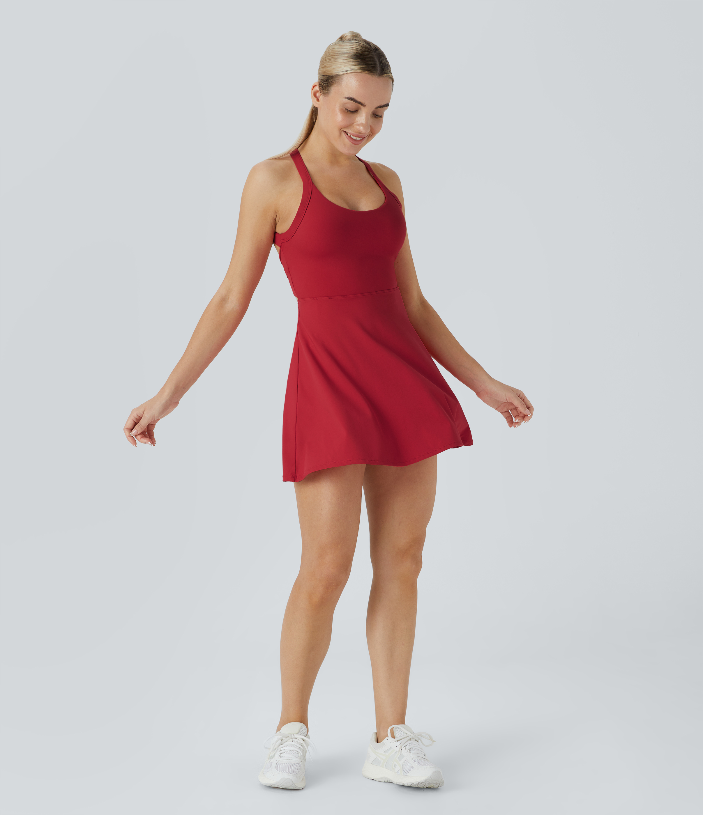 Vibecurve® Backless Twisted Flare Dance Active Dress