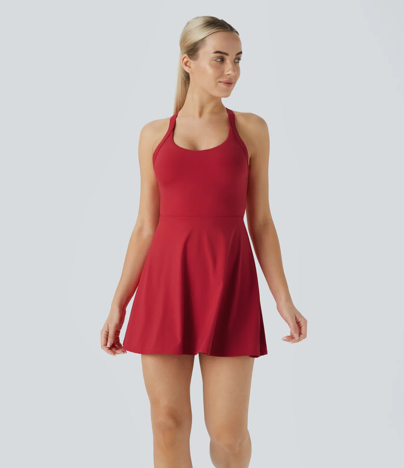 Vibecurve® Backless Twisted Flare Dance Active Dress