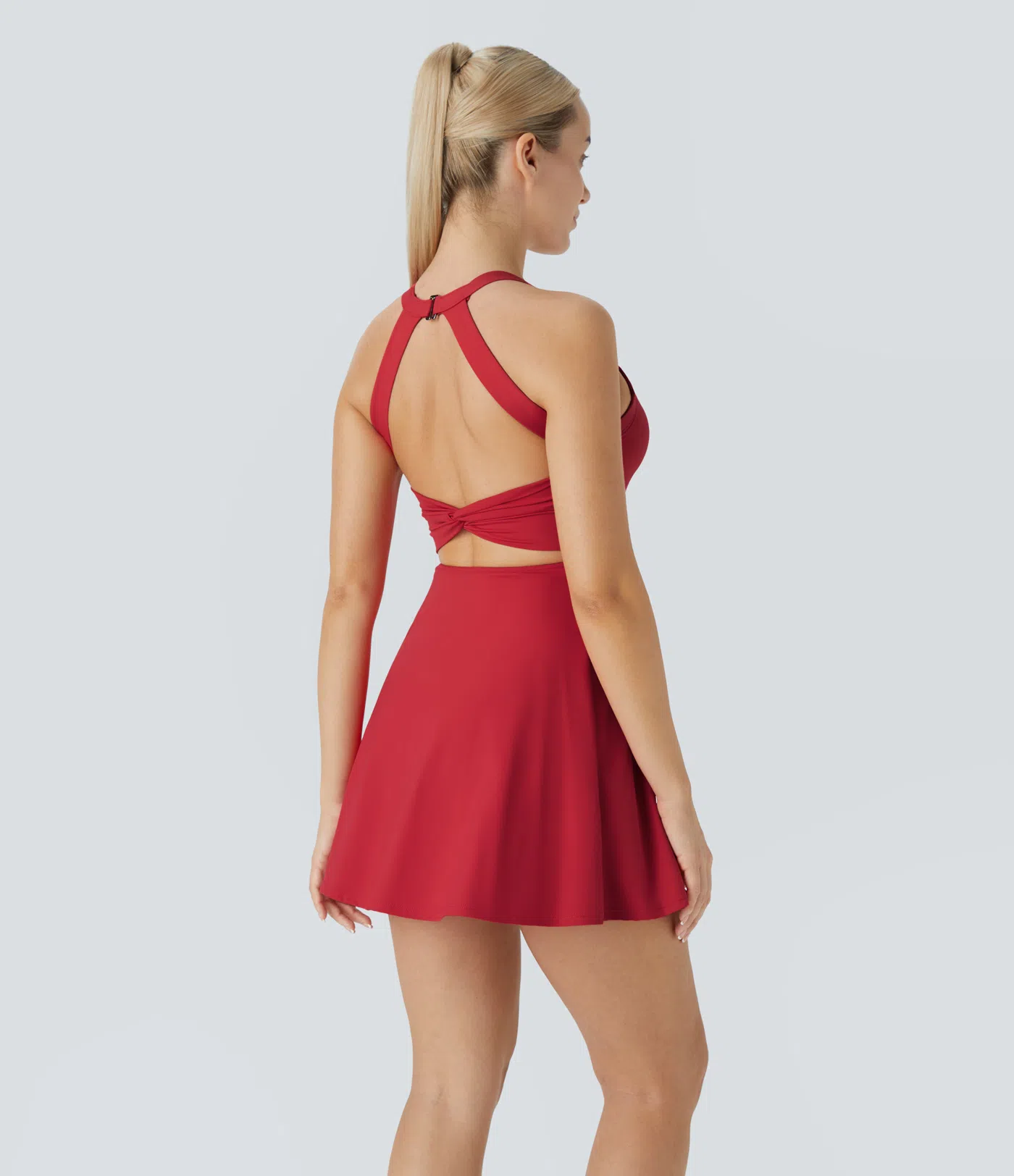 Vibecurve® Backless Twisted Flare Dance Active Dress