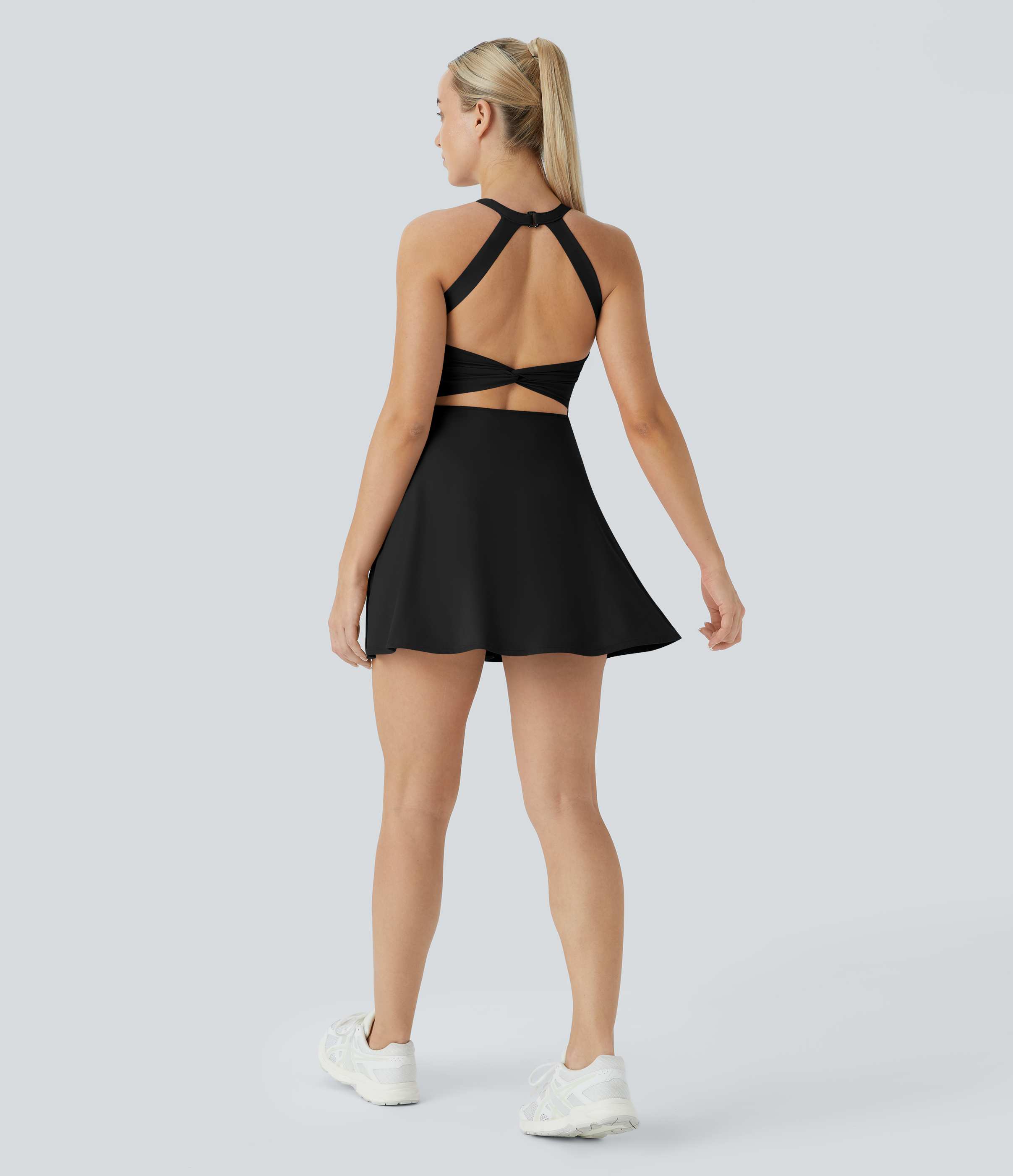 Vibecurve® Backless Twisted Flare Dance Active Dress