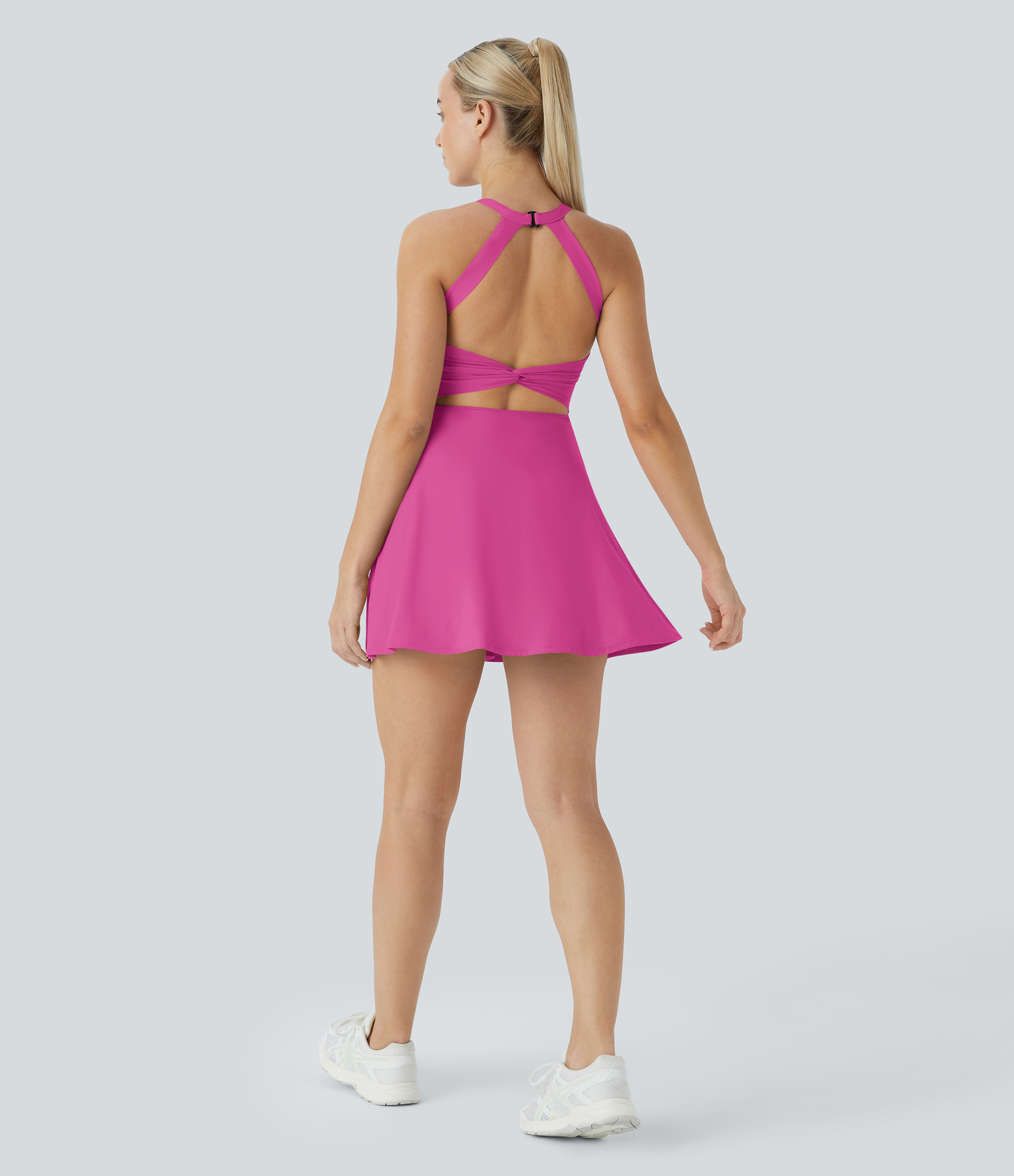 Vibecurve® Backless Twisted Flare Dance Active Dress