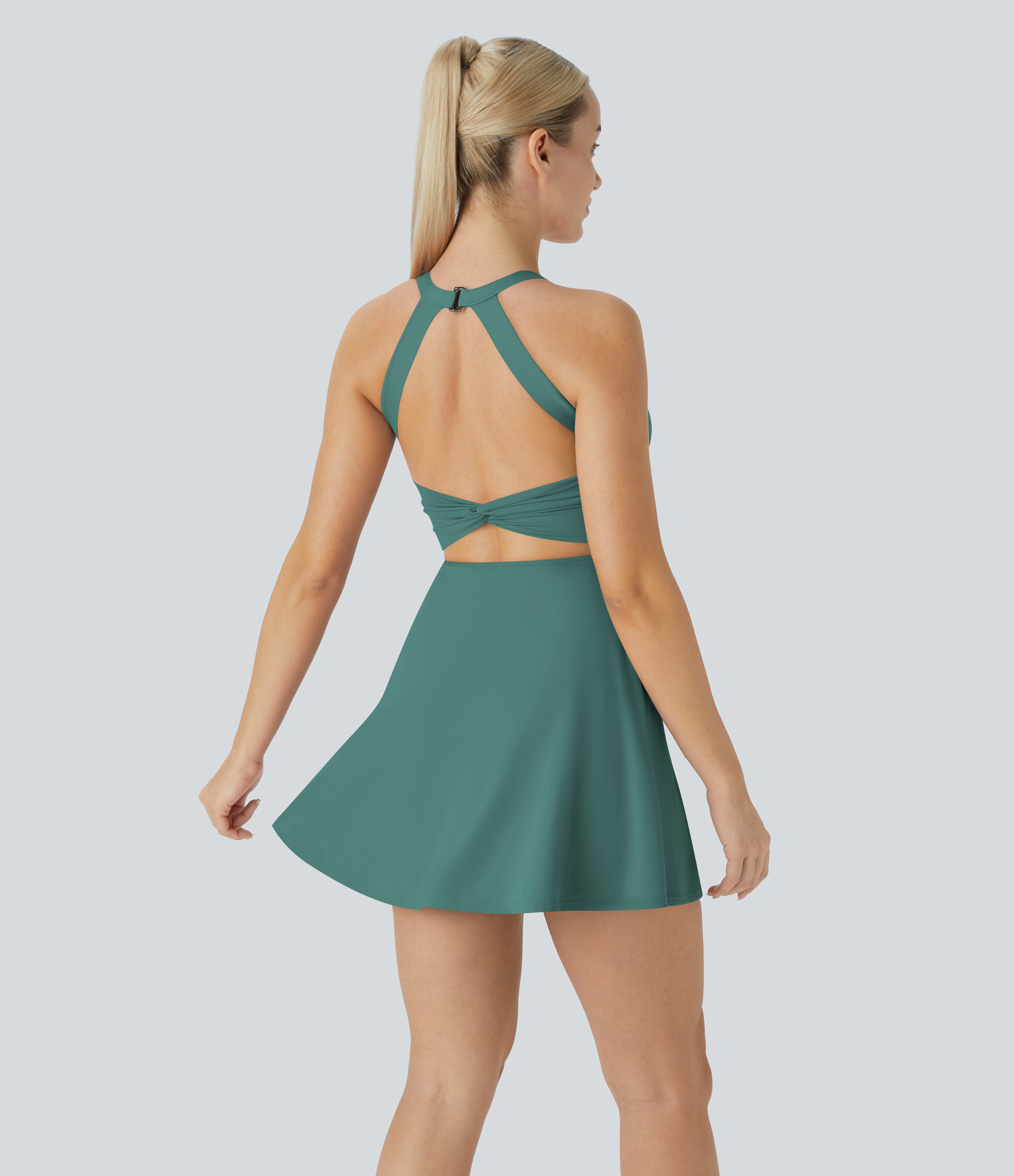 Vibecurve® Backless Twisted Flare Dance Active Dress