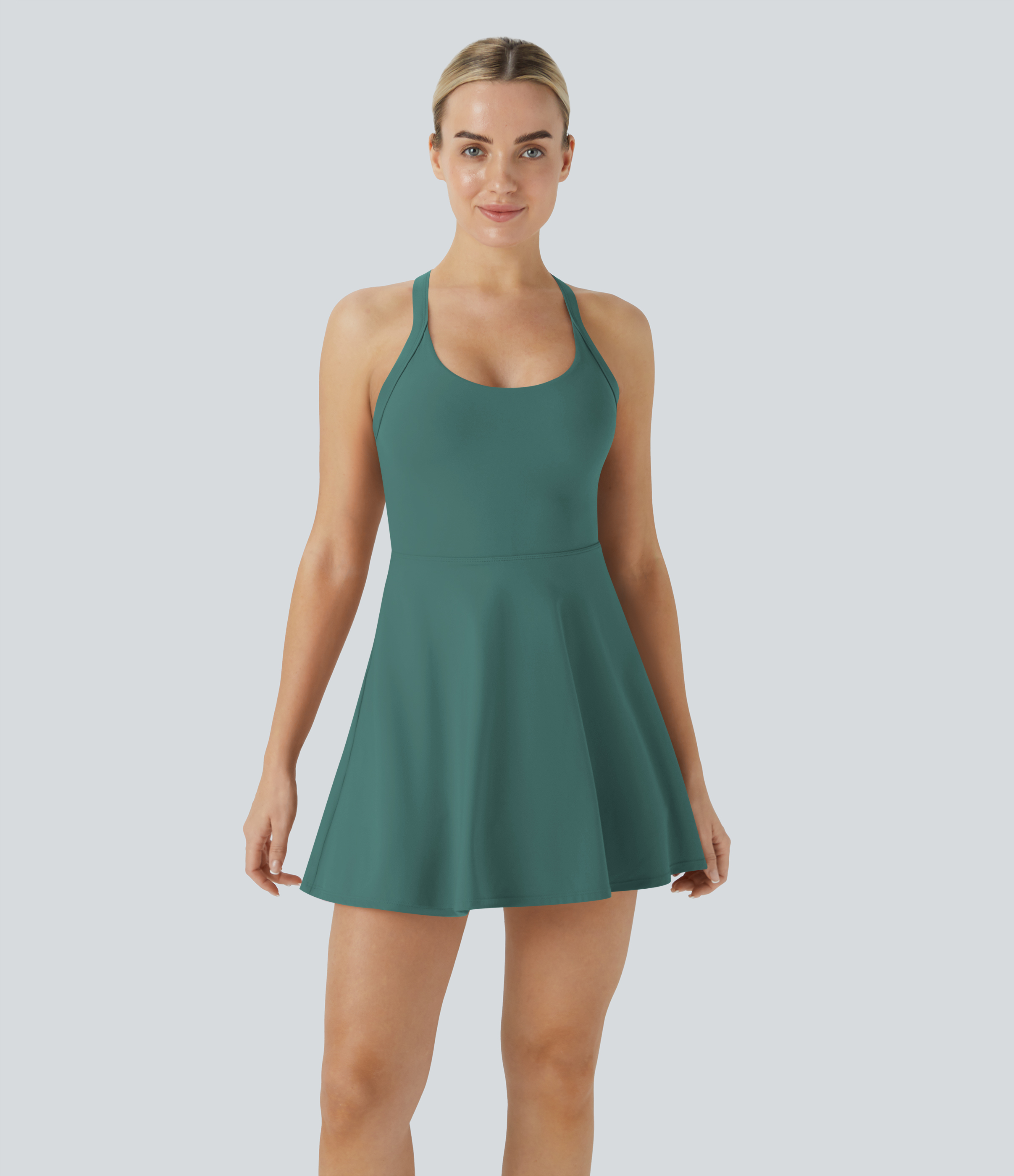 Vibecurve® Backless Twisted Flare Dance Active Dress