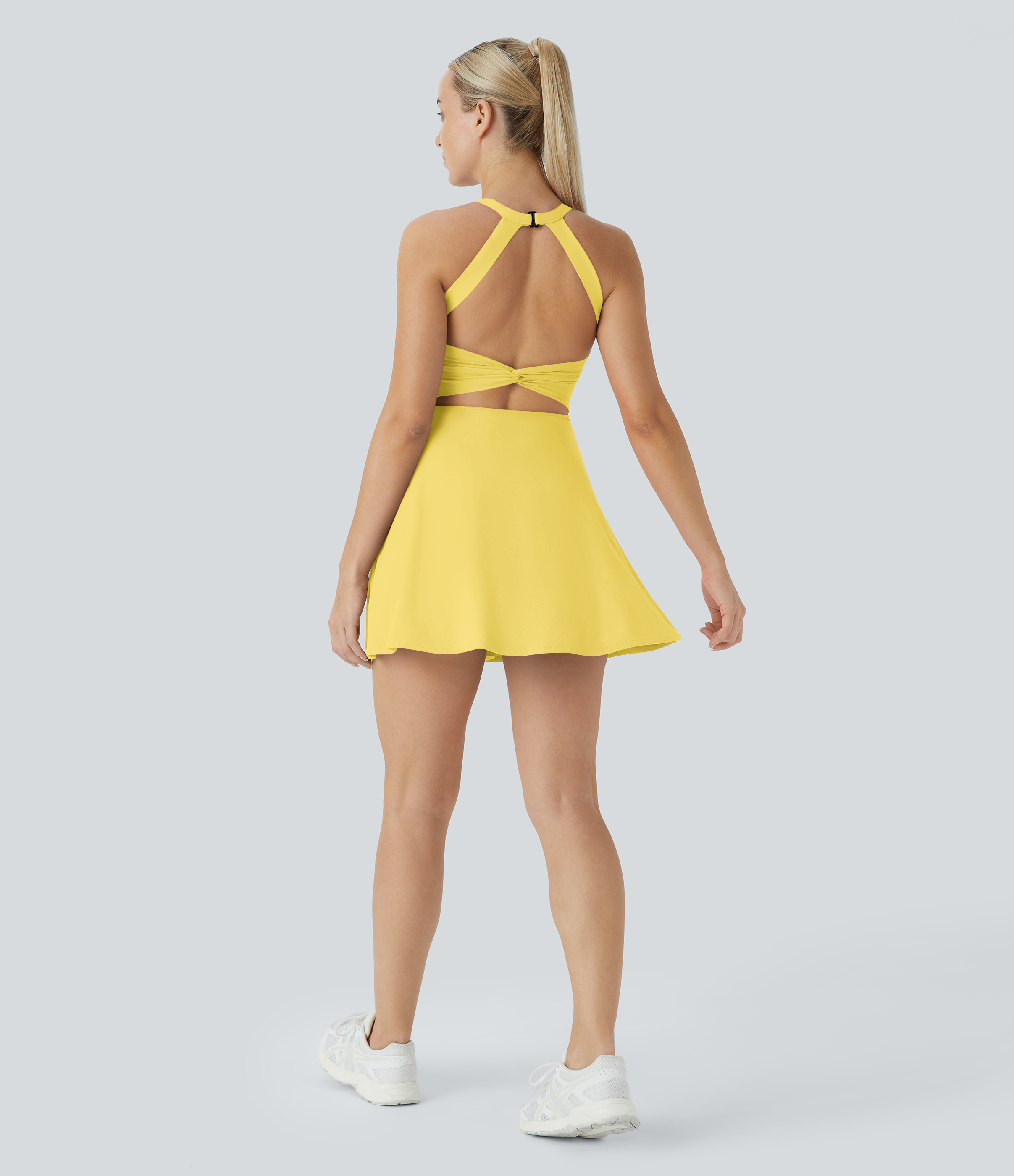 Vibecurve® Backless Twisted Flare Dance Active Dress