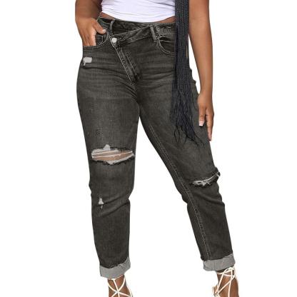 Vibecurve® Skinny Ripped Jeans Mid-Rise Stretch Ripped Denim