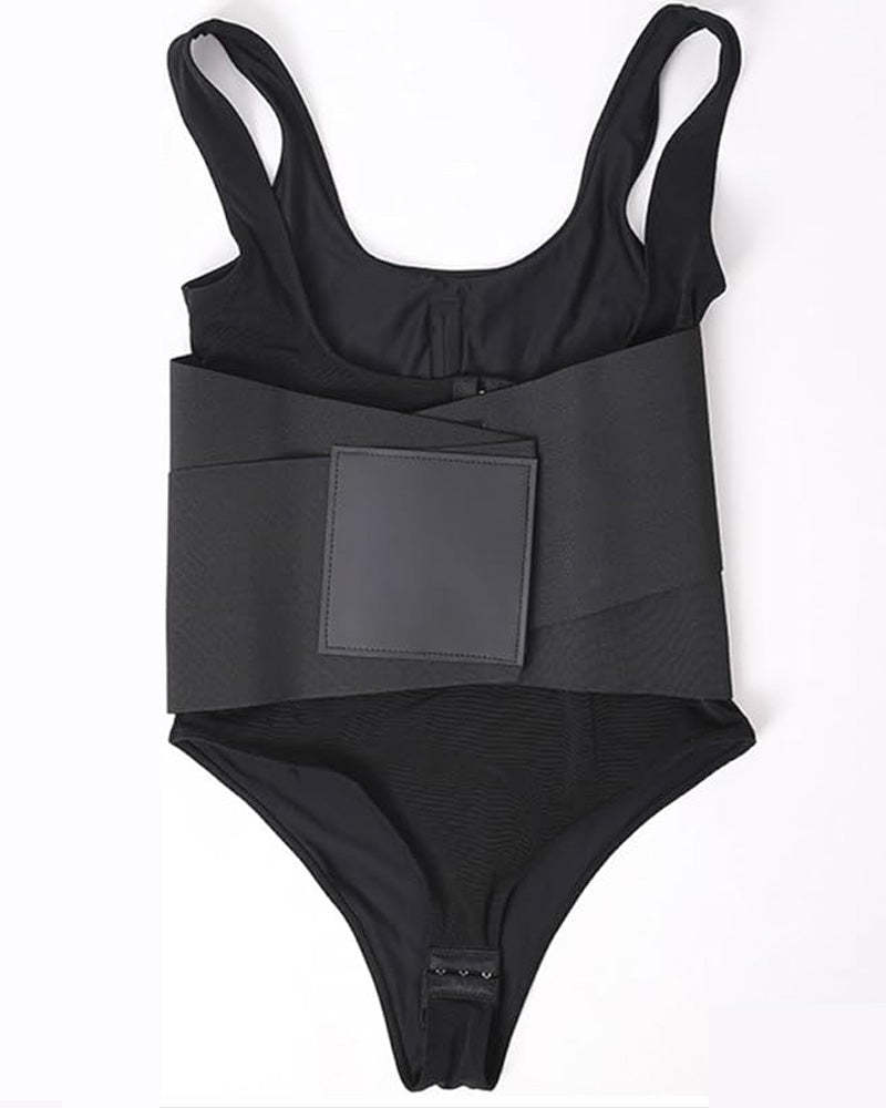 Vibecurve® Women Low Back Tummy Control Thong Bodysuit Shapewear with Reinforced belt
