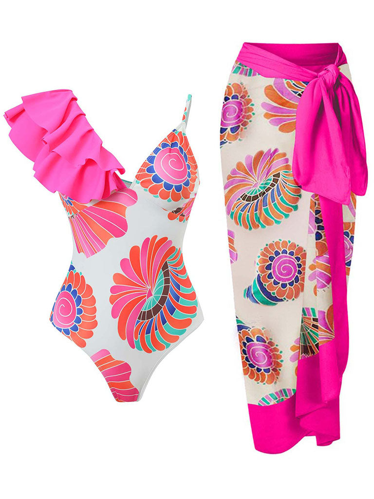 Vibecurve® vibecurve®-pool-party-outfits-for-women-swimsuit-with-skirt-retro-swimsuit-hawaiian-outfits-beachwear-outfits-bikini-cover-up