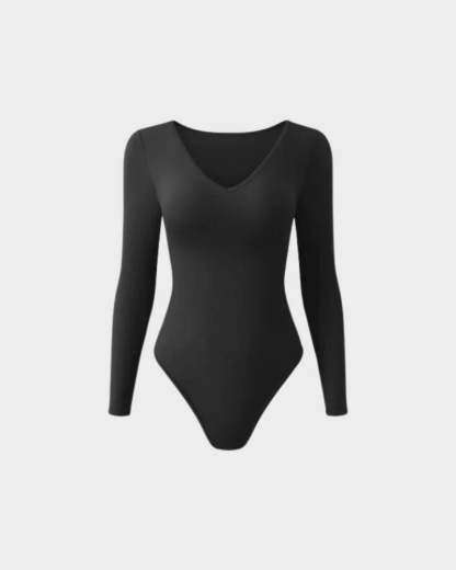 Vibecurve® Sexy Ribbed V Neck Long Sleeve Bodysuits