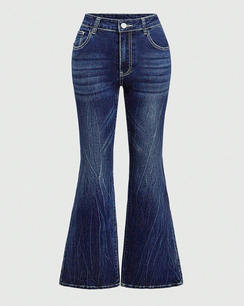 Vibecurve® Goth Y2K Vintage Tattoo Skull, Rose, Heart Patchwork Embroidered Jeans