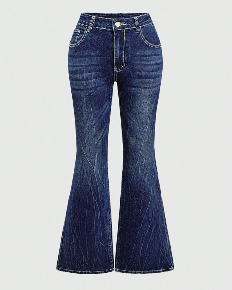 Vibecurve® Goth Y2K Vintage Tattoo Skull, Rose, Heart Patchwork Embroidered Jeans