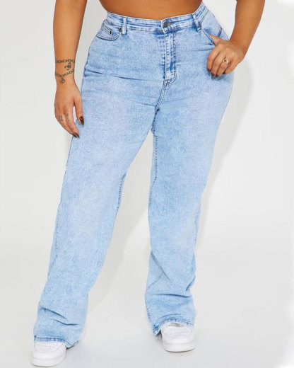 Vibecurve® Stretch Wide Leg Jeans - Light Wash