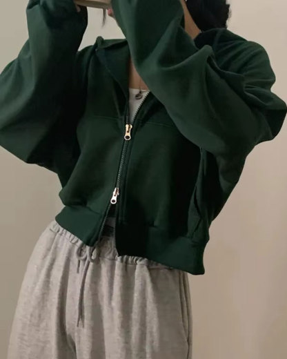 Vibecurve® Versatile Hooded Double Zipper Design Loose Casual Long Sve ort Sweatirt