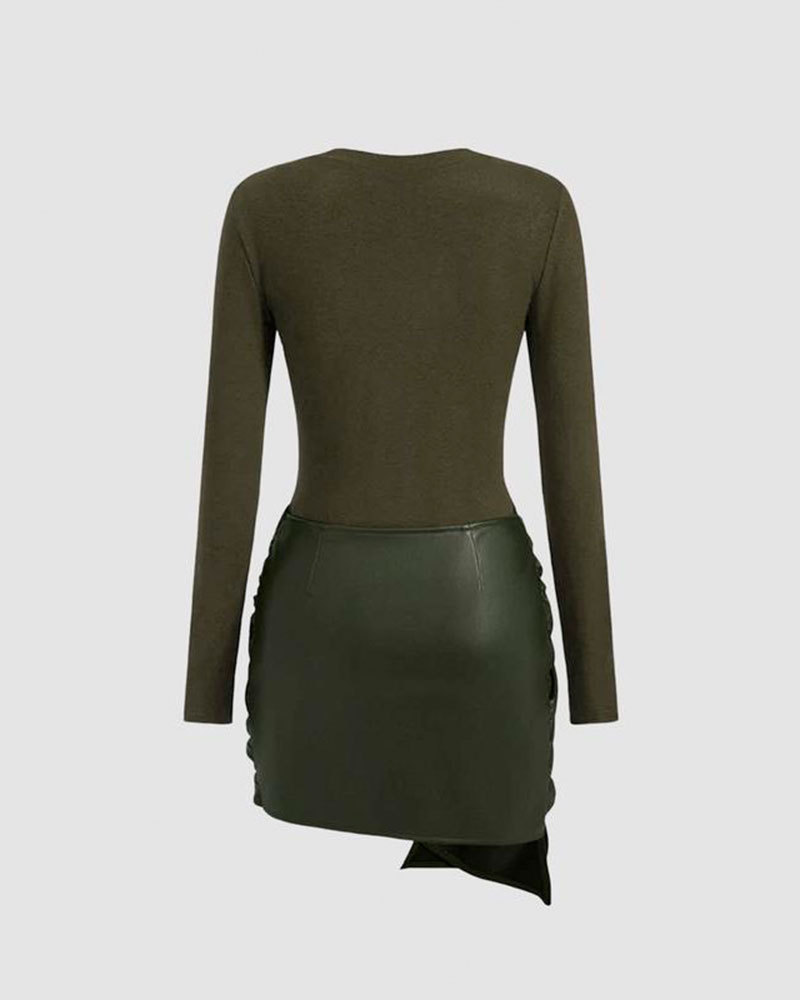 Vibecurve® Women's Patchwork Knot Side Dress