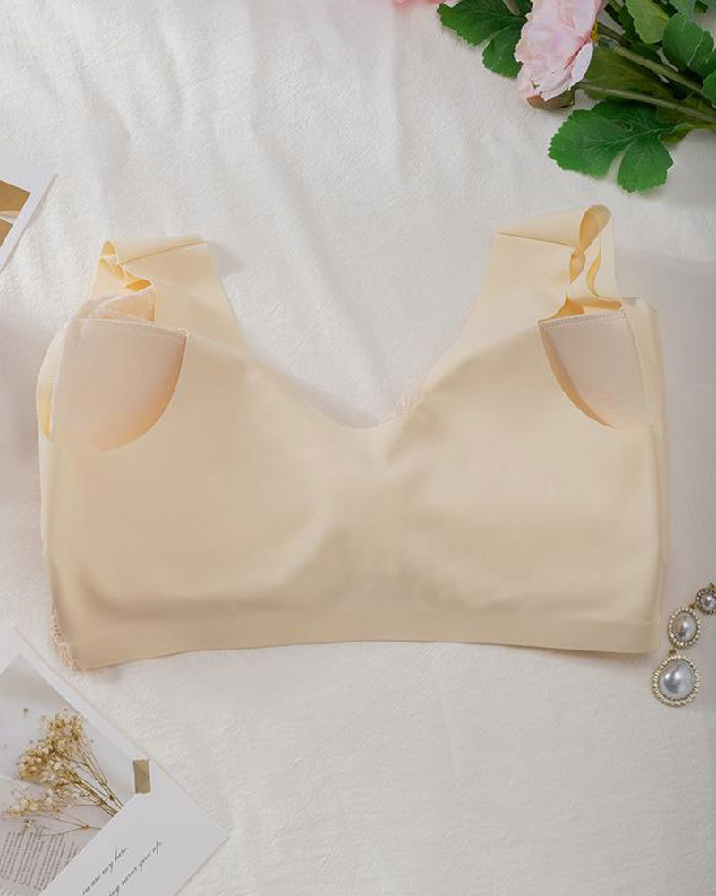 Vibecurve® Women's Contrast Lace Hook & Eye Front PushUp Bra