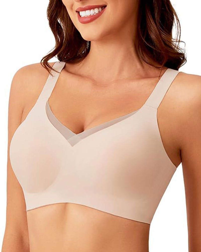 Vibecurve® Airy Mesh Crossover Comfortable Breathable Jelly Seamless Padded Lightly Lined Wireless Bra