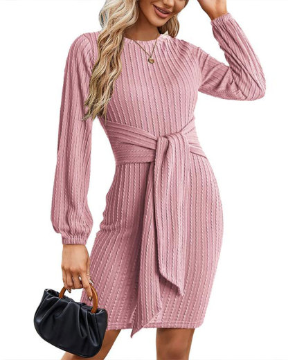 Vibecurve® Women's Elegant Knit Dress Long Lantern Sleeve
