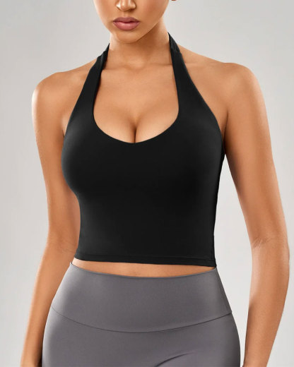 Vibecurve® Halter Neck Backless Seamless Sports Top Fitness Vest