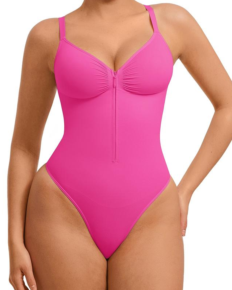 Vibecurve® Seamless Covered Bust Jumpsuit Thong Bodysuit