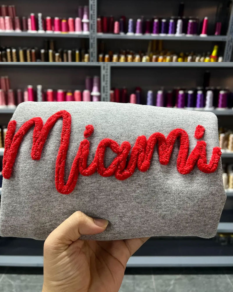 Vibecurve® Chenille YARN EMBROIDERED Sweatshirt Chenille Game Day Fuzzy Letter