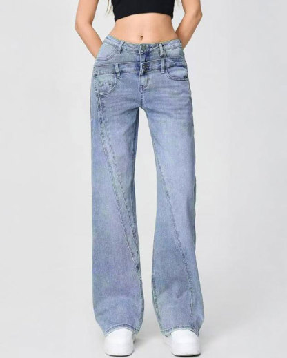 Vibecurve® Street Chic High Waist Patchwork Wide Leg Jeans