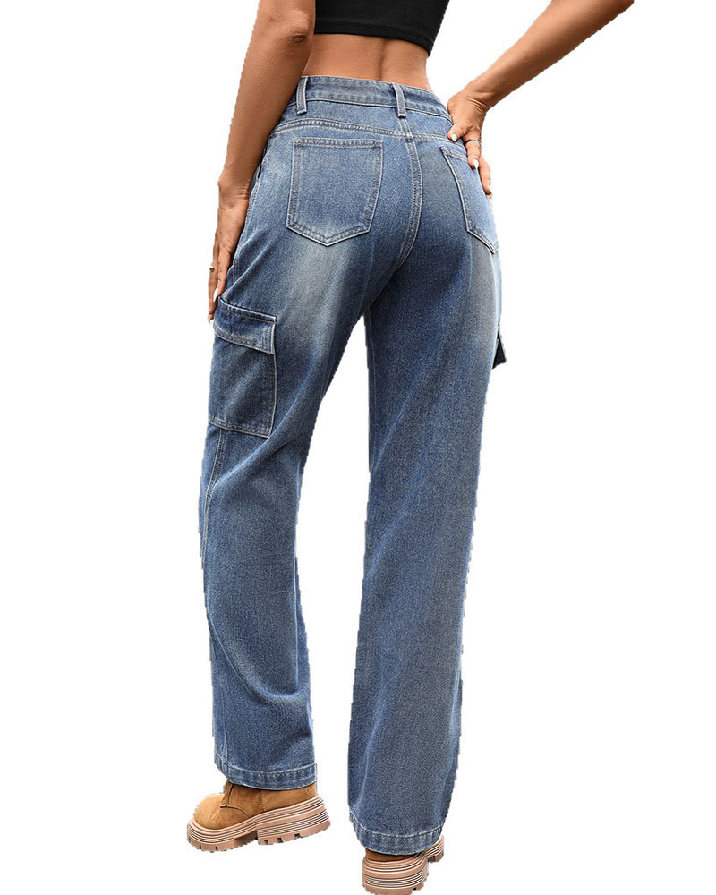 Vibecurve® High Waisted Tied Cargo Pants,2 Flap Pocket Trousers For Ladies