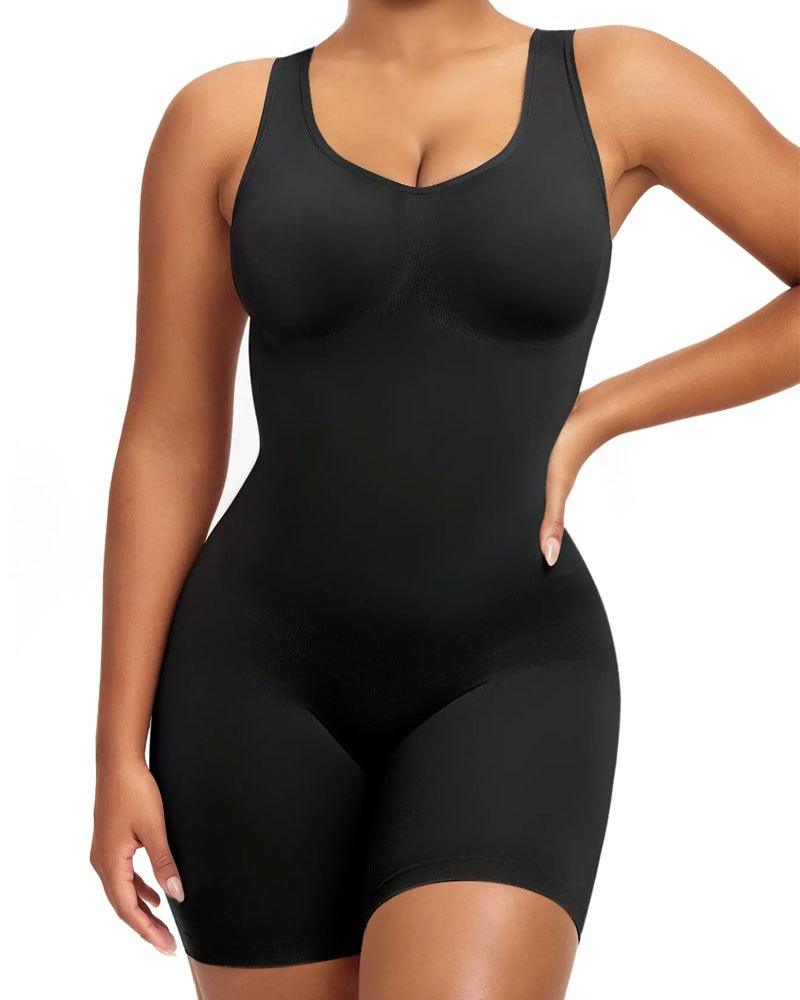 Vibecurve® Shapewear Bodysuit for Women Tummy Control Scoop Neck Mid Thigh Sculpting Body Shaper