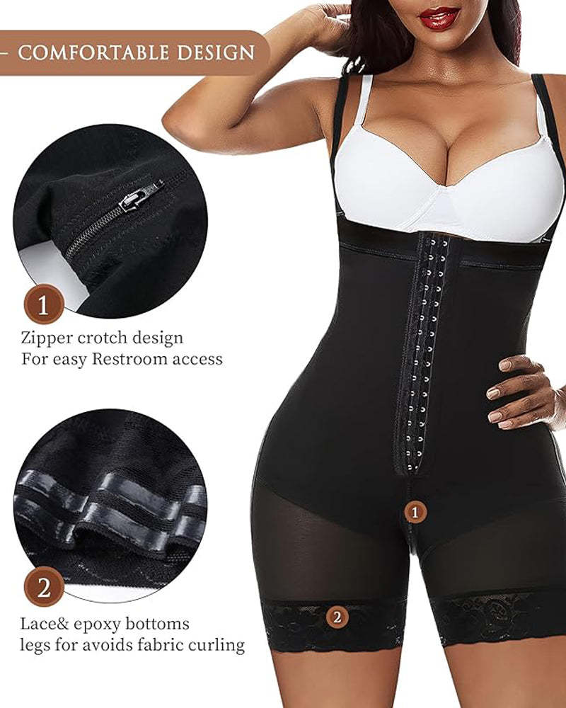 Vibecurve® Tummy Control Body Shaper Butt Lifter Thigh Slimmer Faja Plus Shapewear with Zipper Crotch