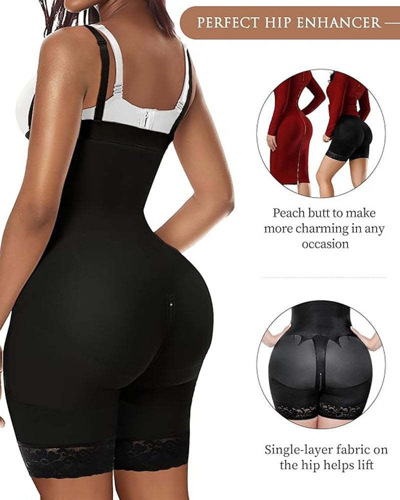 Vibecurve® Tummy Control Body Shaper Butt Lifter Thigh Slimmer Faja Plus Shapewear with Zipper Crotch