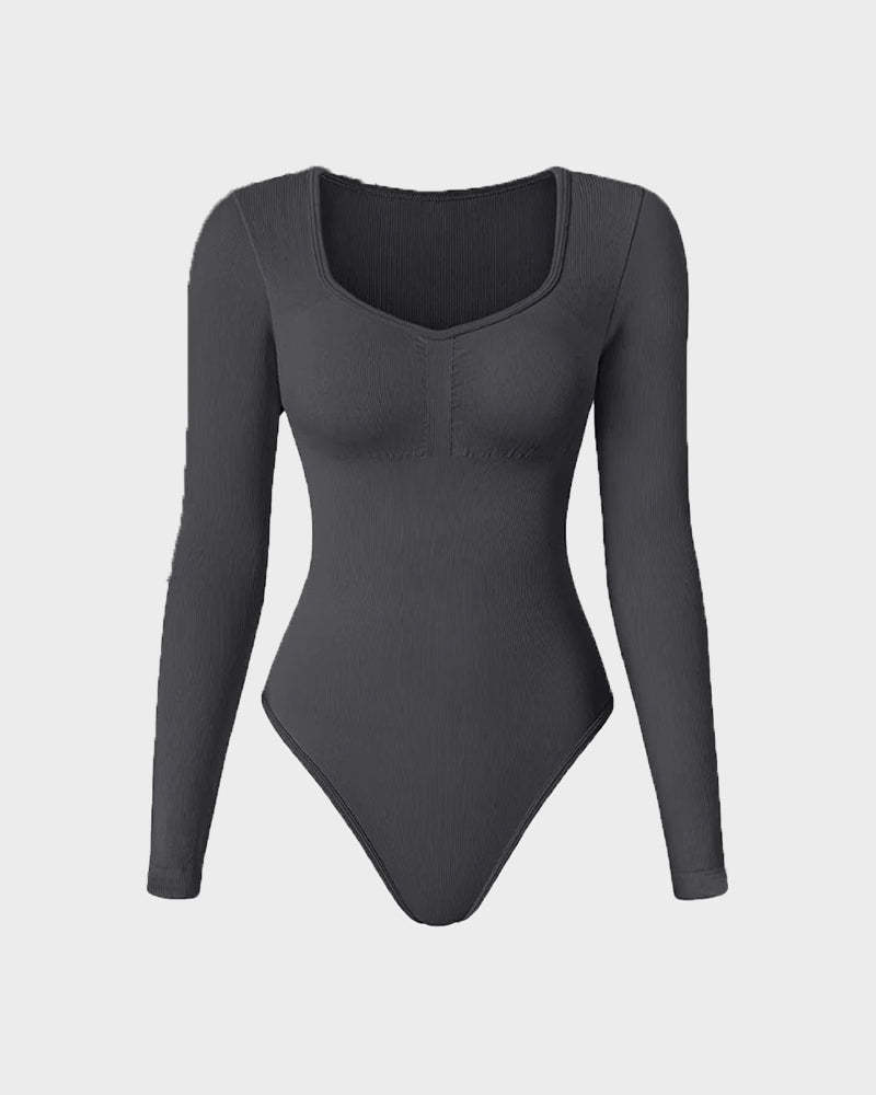 Vibecurve® Seamless Long Sleeve V-Neck Sculpting Bodysuit