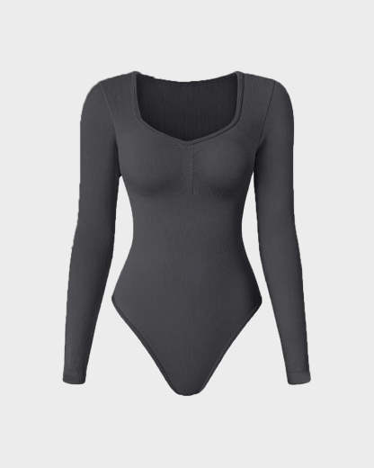 Vibecurve® Seamless Long Sleeve V-Neck Sculpting Bodysuit