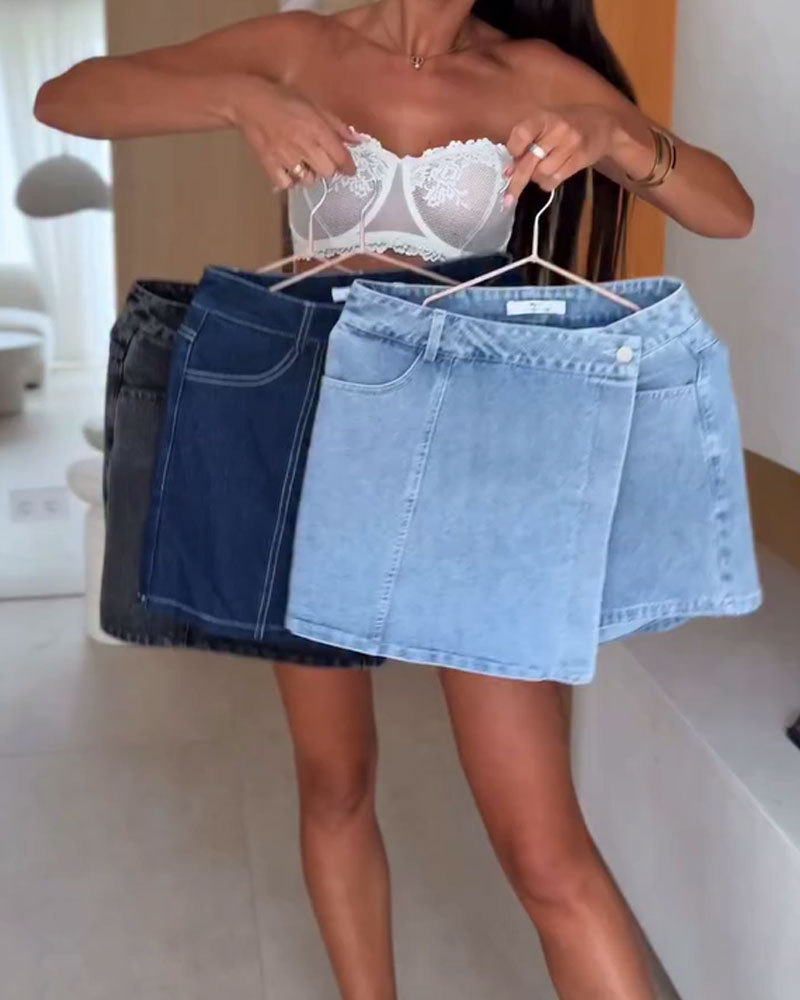 Vibecurve®High Waist Irregular Fashionable Short Skirt Pants