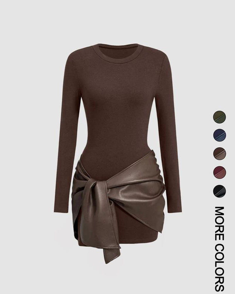 Vibecurve® Women's Patchwork Knot Side Dress