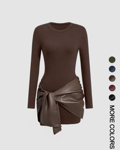 Vibecurve® Women's Patchwork Knot Side Dress