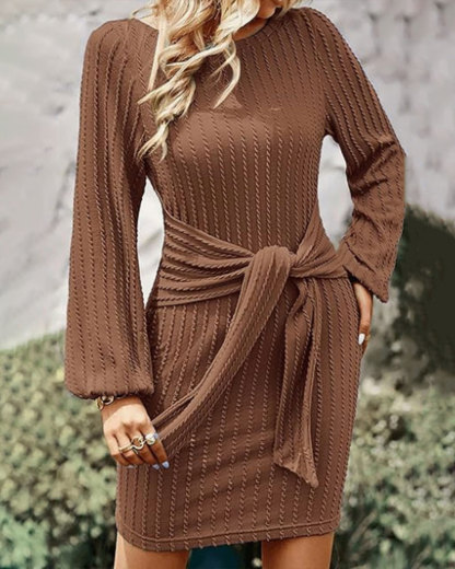 Vibecurve® Women's Elegant Knit Dress Long Lantern Sleeve