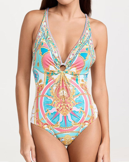 Vibecurve® Printed Swimsuit Shorts Set