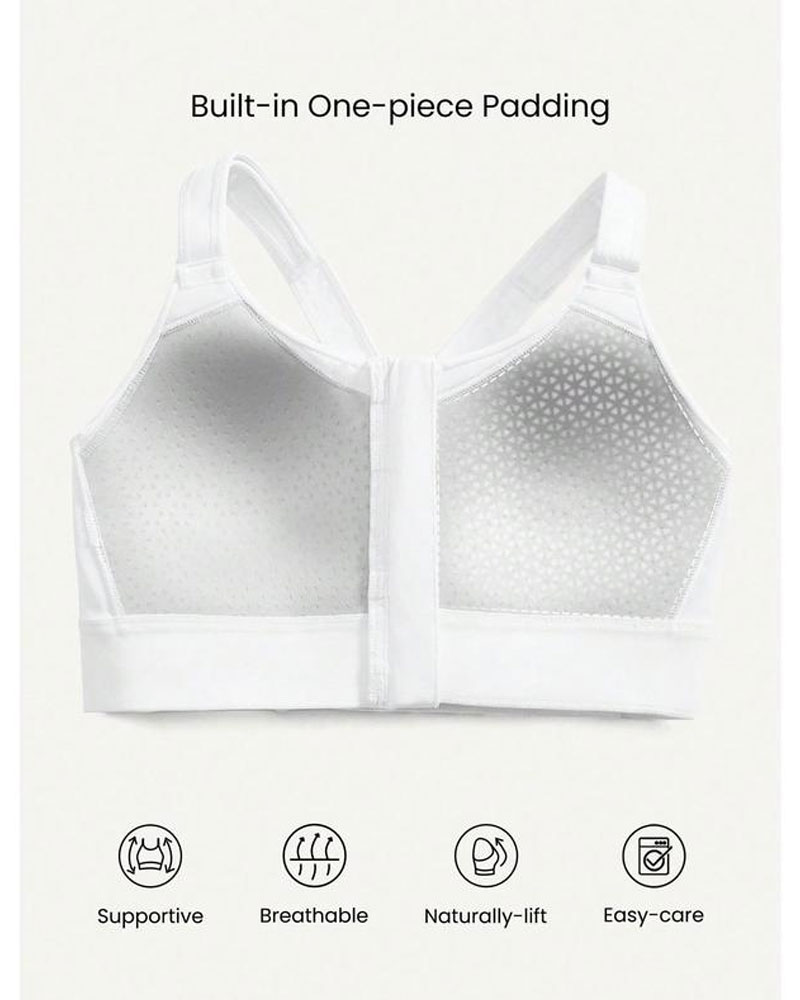 Vibecurve®Adjustable Velcro Strap Sports Bra Quick Dry Foam Cup Mesh Zipper High lmpact Running Jogging Workout Active