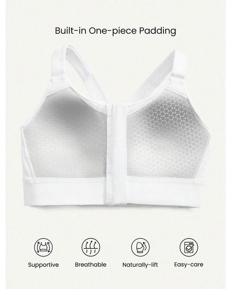 Vibecurve®Adjustable Velcro Strap Sports Bra Quick Dry Foam Cup Mesh Zipper High lmpact Running Jogging Workout Active