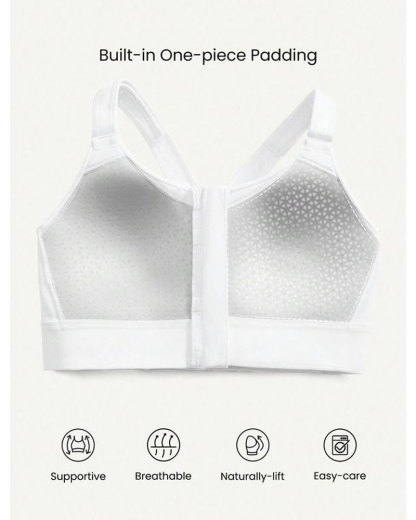 Vibecurve®Adjustable Velcro Strap Sports Bra Quick Dry Foam Cup Mesh Zipper High lmpact Running Jogging Workout Active