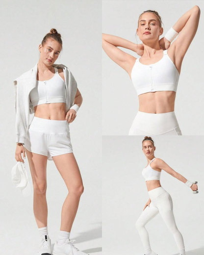 Vibecurve®Adjustable Velcro Strap Sports Bra Quick Dry Foam Cup Mesh Zipper High lmpact Running Jogging Workout Active