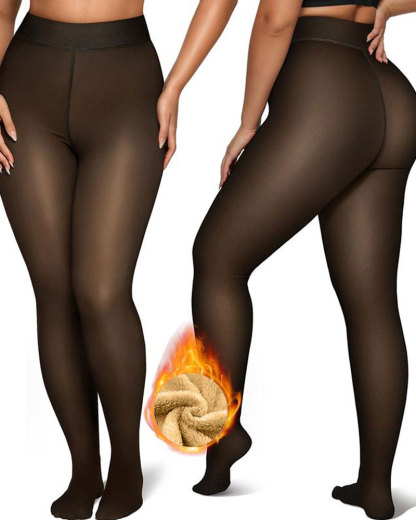 Vibecurve® Fleece Lined Leggings Sheer Fake Translucent Pantyhose