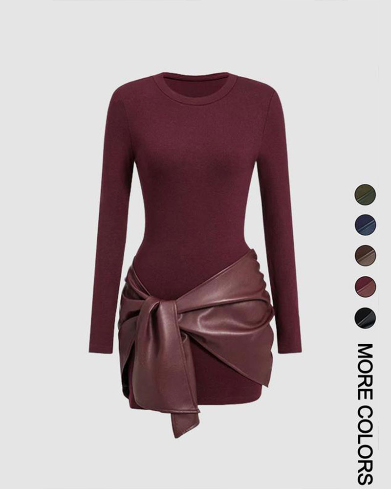 Vibecurve® Women's Patchwork Knot Side Dress