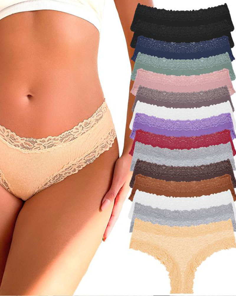 Vibecurve® Women's Cotton Panties Lace Low Rise Basic Brazilian Bikini Cute Panties